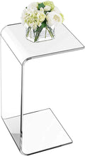 Acrylic C Table for Couch, 25.6 in Multipurpose C Shape Side Table Clear Acrylic Couch Table, Modern End Table Snack Laptop Holder, Slim Accent Sofa Side Table for Living Room Bedroom Patio