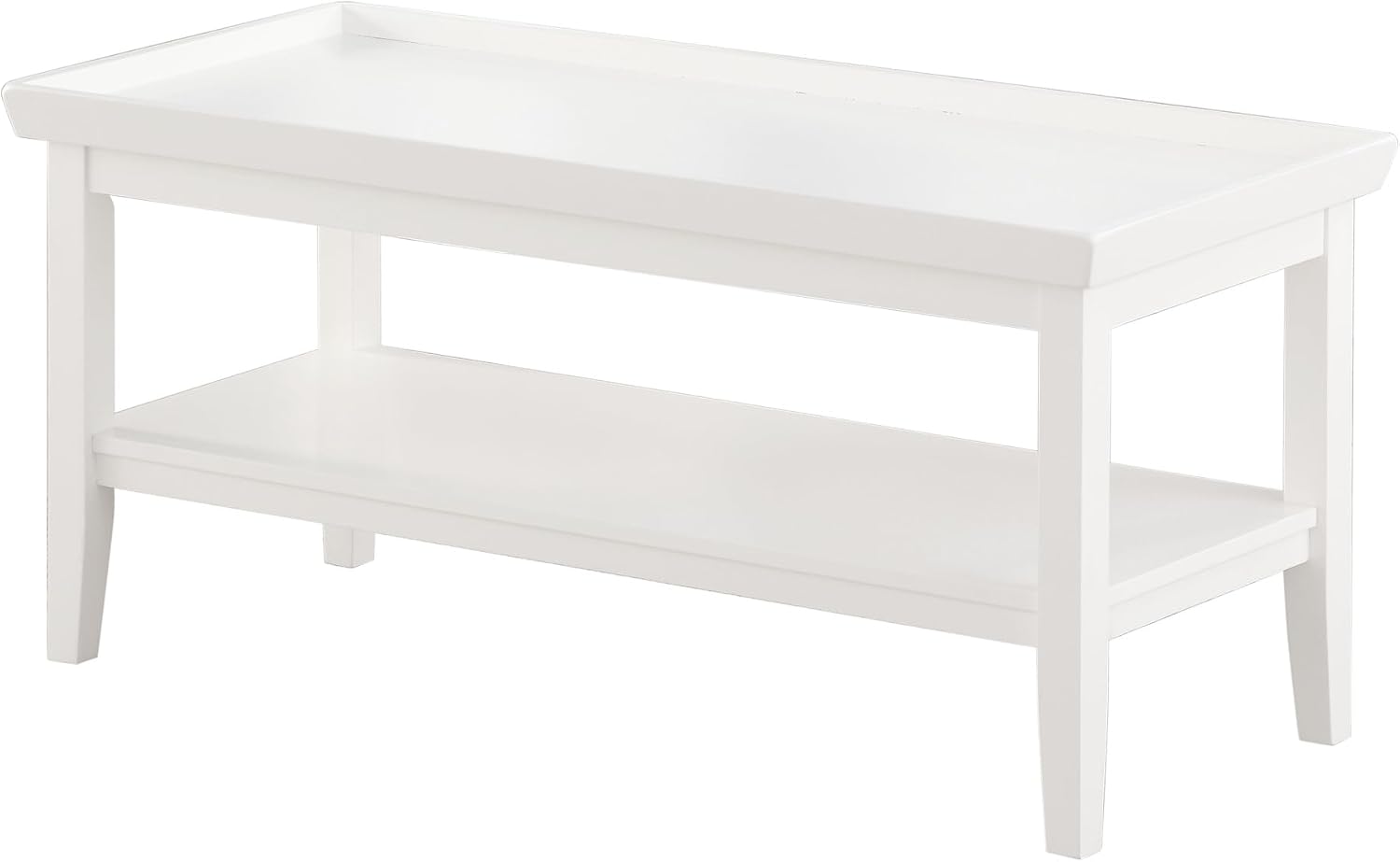 Convenience Concepts Ledgewood Coffee Table 42' - Modern Center Room Accent with Storage Shelf for Transitional, Traditional Living & Family Room, White