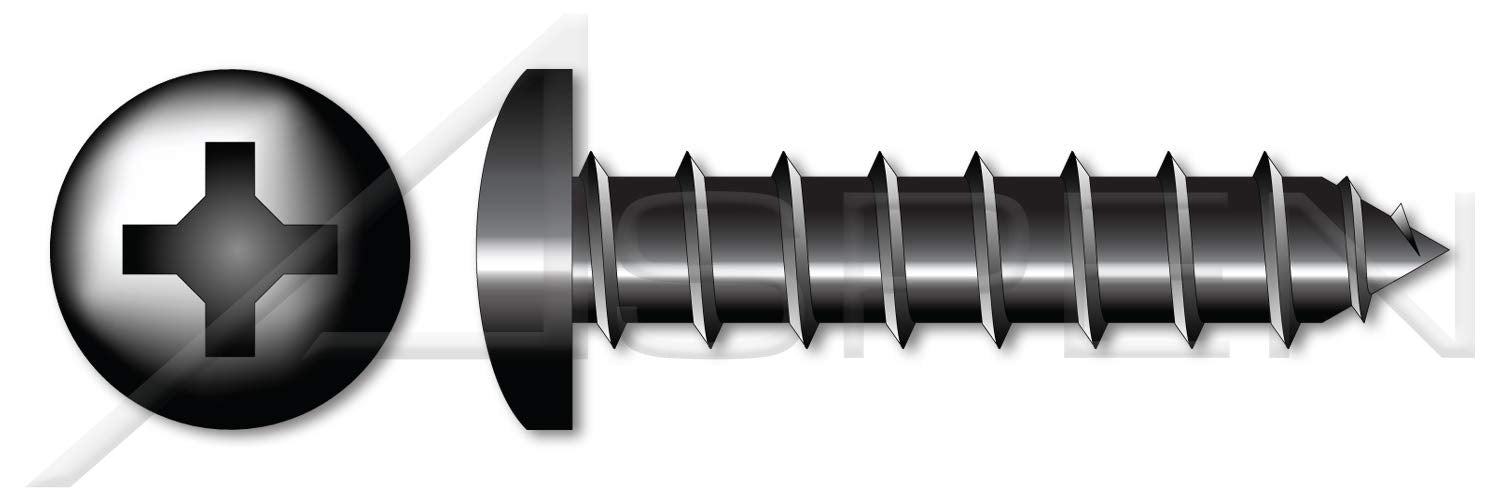 (1500 pcs) #10 X 2, Self-Tapping Sheet Metal Screws, Type A, Pan Phillips Drive, Steel, Black Oxide