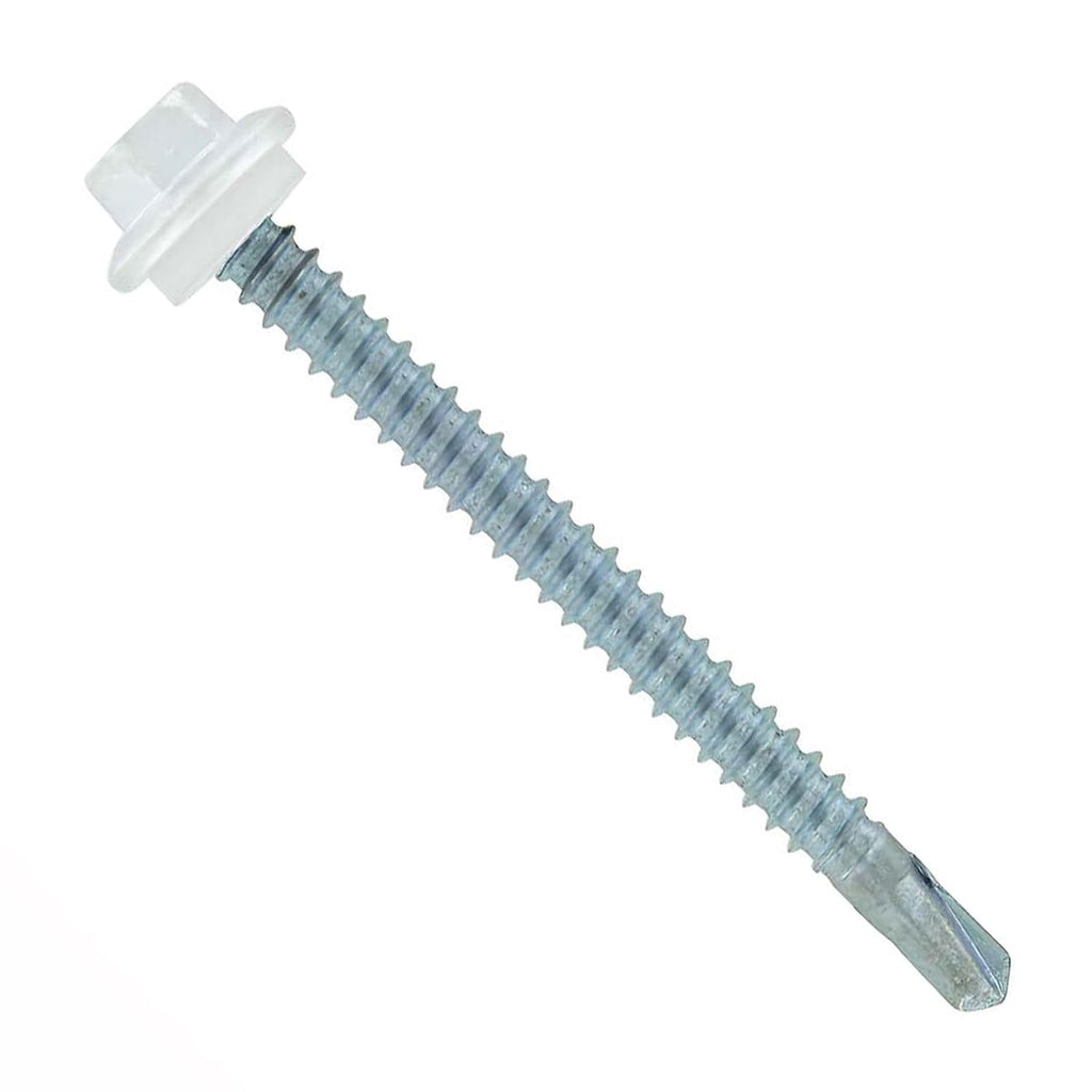 Fasteners Plus ST Fastening Maxx SteelBinder Metal to Metal #12 x 2-1/2' Bright White Screws with EPDM Rubber Washer, 250-Count - Designed for Roofing and Siding Panels