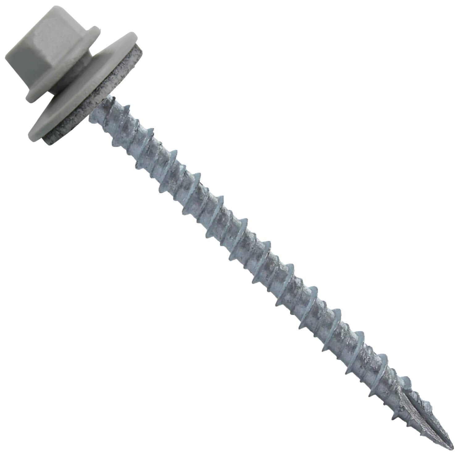 10 x 2-1/2' ABC Gray Metal Roofing Screws - Hex Washer Head- Self-Starting/Tapping - EPDM Washer. 4 X 250 Bags - 1,000 Screws