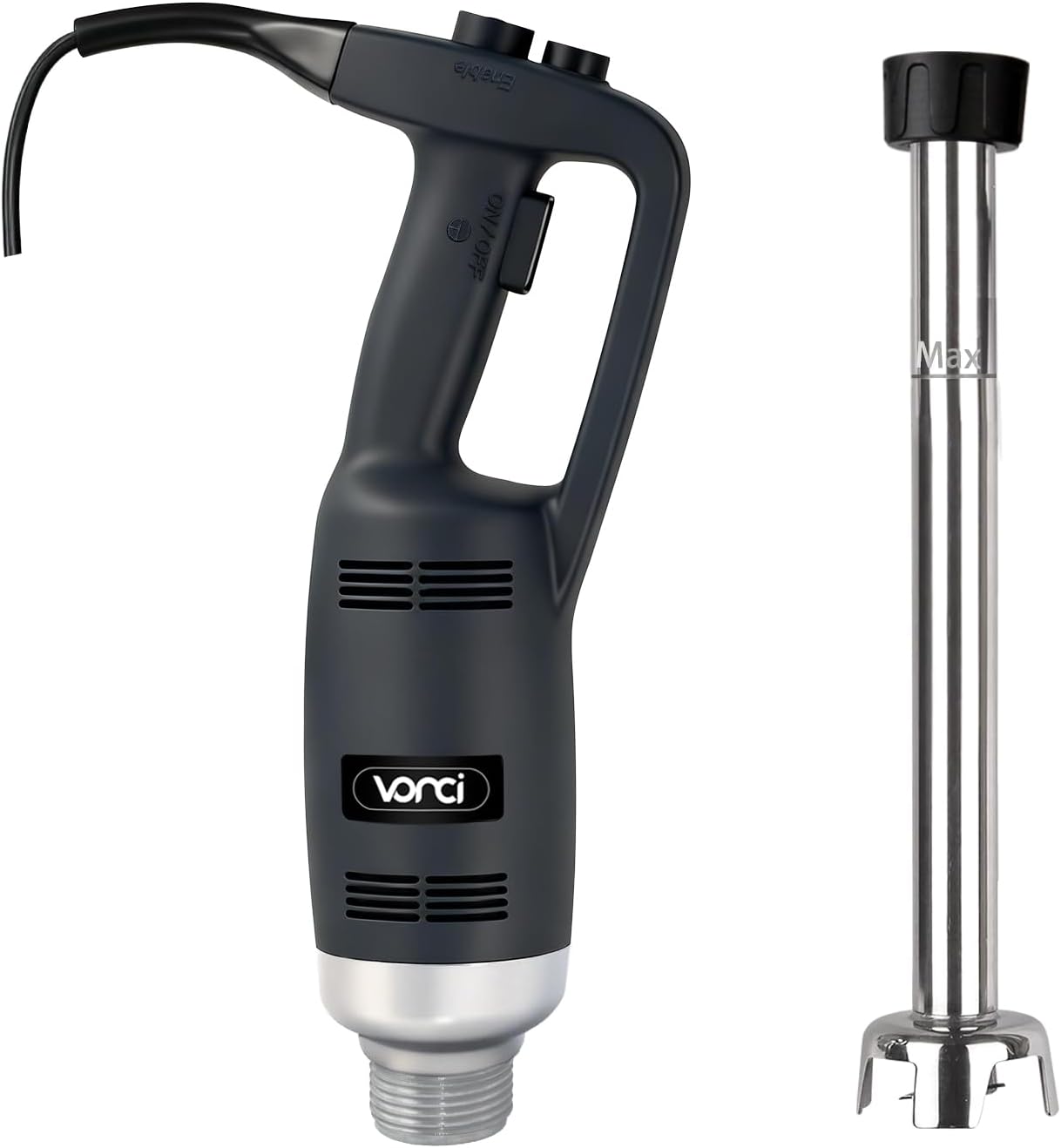 VONCI 500W Commercial Immersion Blender, 16' SUS 304 Removable Shaft, Heavy Duty Power Hand Mixer with Variable Speed 6000-20000RPM, Professional Electric Stick Blender for Restaurant Kitchen Use.