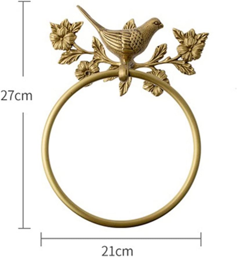LSLYTQ Antique Brass 1pcs Bath Towel Set, Bird Towel Ring, Carved Toilet Paper Holder, Creative Towel Bar, 18 Inch Bathroom Accessories