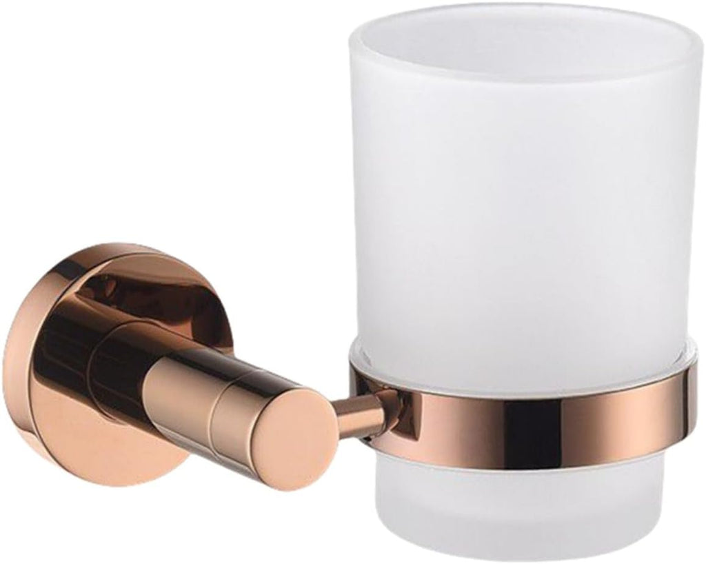 Rose Gold 304 Stainless Steel Wall-Plated Towel Stick Toilet Bathroom Robe Soap Dishwasher Hand Bathroom Set(Cup Holder)