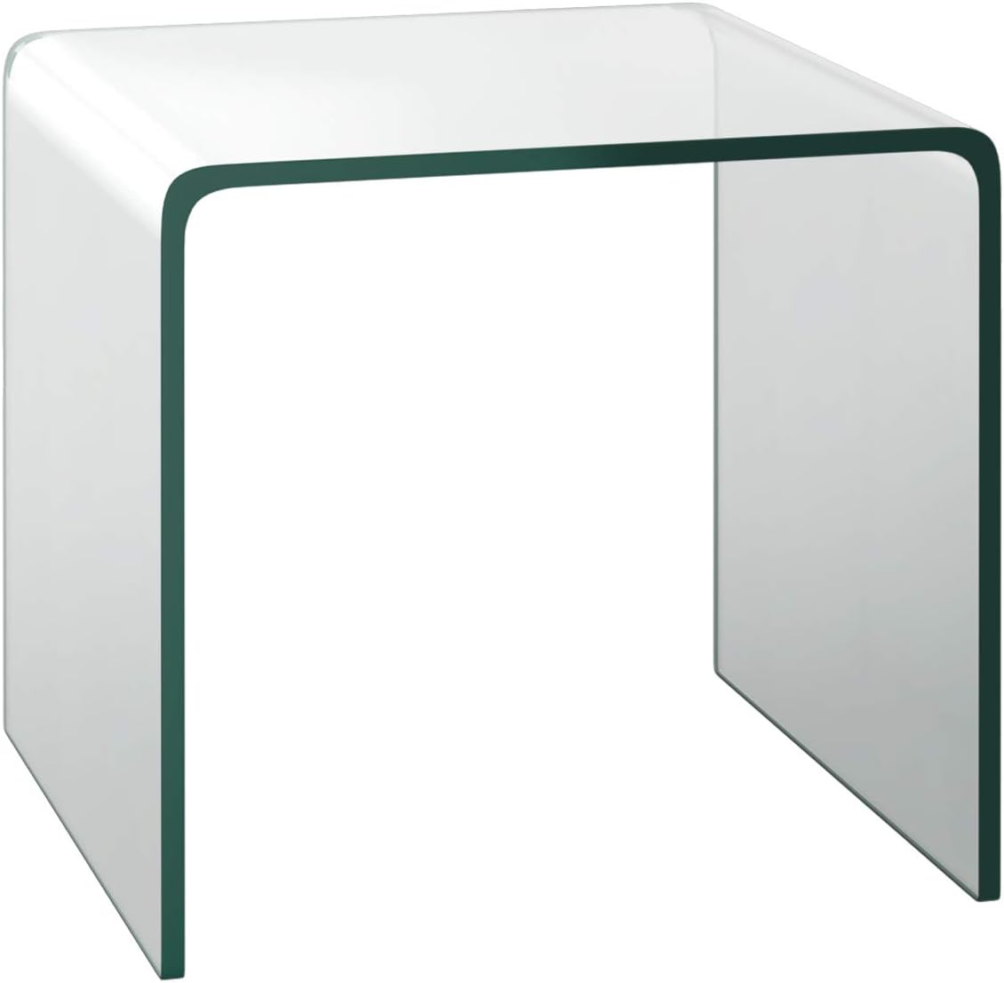 Tangkula Tempered Glass End Table, Clear Sofa End Tables with Waterfall Edges & Non-Slip Pad, 18 x 18 x 16 inches, No Assembly Needed, Transparent Glass Side Table for Living Room Bedroom Office