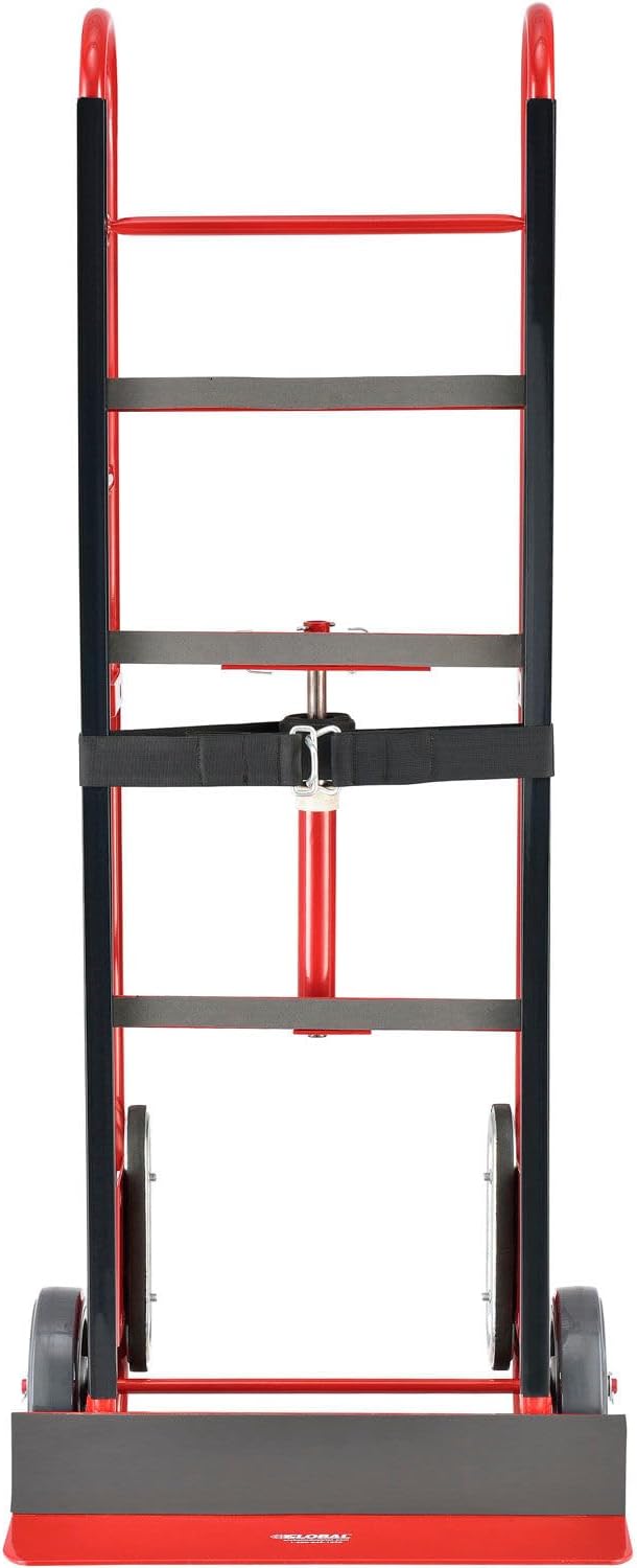 Global Industrial 2-Wheel Professional Appliance Hand Truck with Stair Climbing Wheels, 750 Lb Capacity, Industrial Hand Truck with Ratcheting Nylon Strap