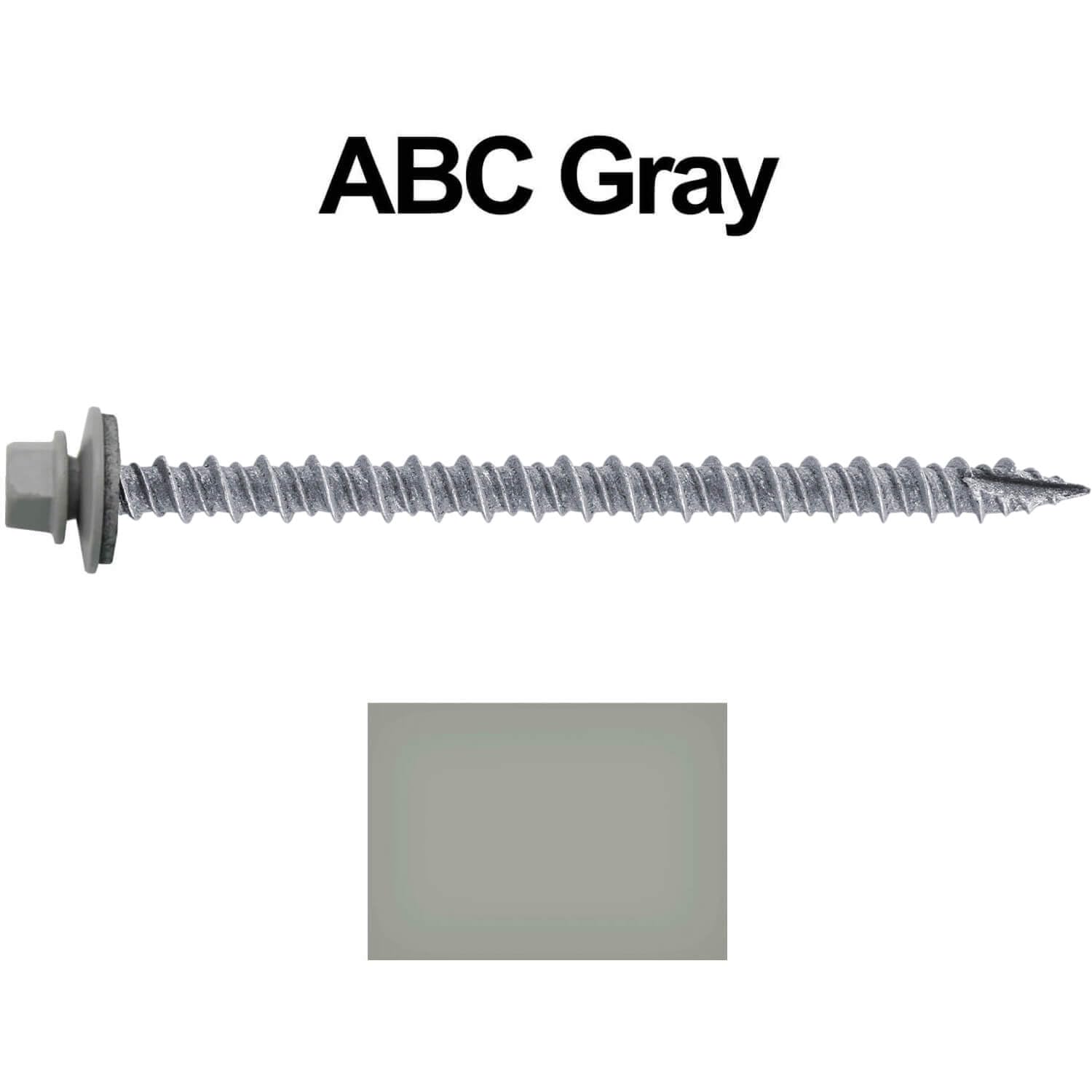 #10 Metal Roofing Screws: (750) Screws x 3' ABC Gray Hex Head Sheet Metal Roof Screw. Self Starting/Tapping Metal to Wood Sheet Metal siding Screws. EPDM Washer. for Corrugated Roofing