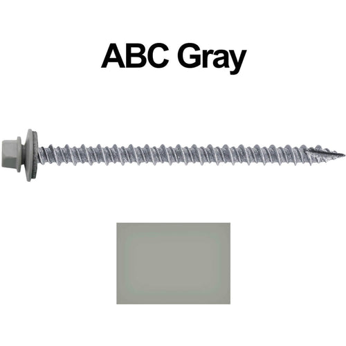 #10 Metal Roofing Screws: (750) Screws x 3' ABC Gray Hex Head Sheet Metal Roof Screw. Self Starting/Tapping Metal to Wood Sheet Metal siding Screws. EPDM Washer. for Corrugated Roofing
