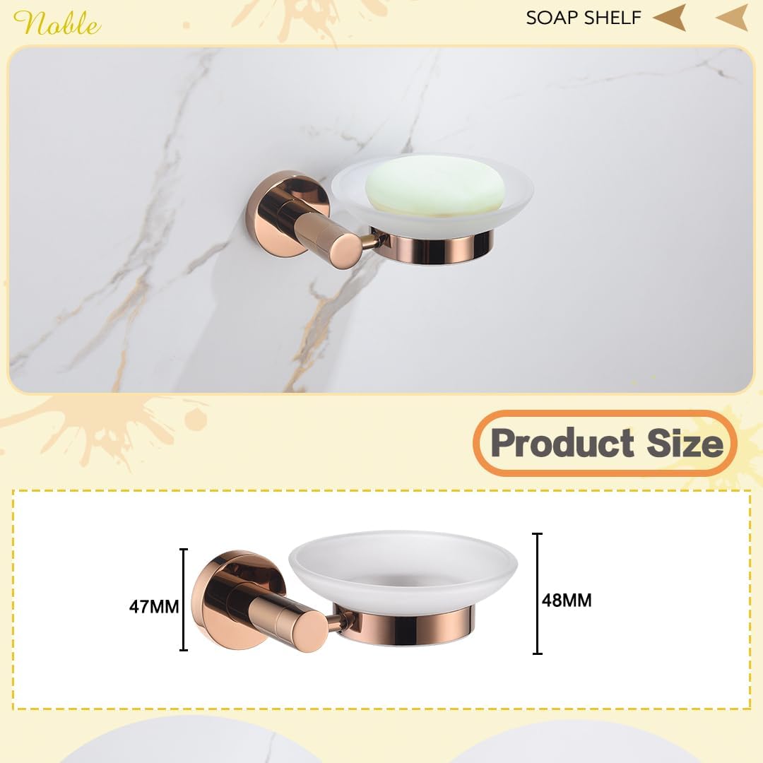 Rose Gold 304 Stainless Steel Wall-Plated Towel Stick Toilet Bathroom Robe Soap Dishwasher Hand Bathroom Set(Soap Dish)