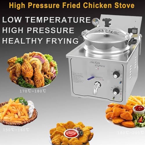 High Pressure Fryer, 3000W Commercial Countertop Electric Fried Chicken Machine, Stainless Steel Deep Frying Appliance