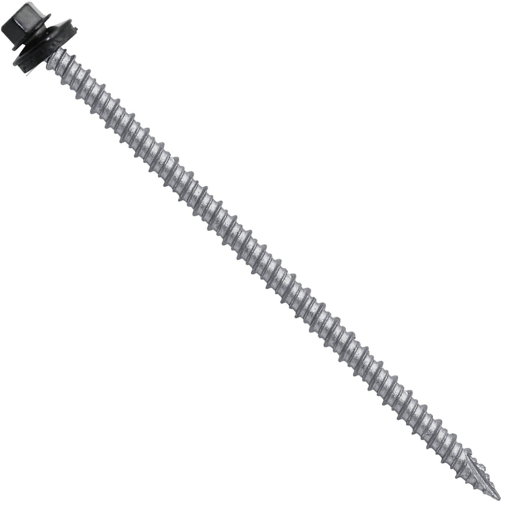 10 x 4 Black Metal Roofing Screws - Hex Washer Head- Self-Starting/Tapping - EPDM Washer. 2 X 250 Bags - 500 Screws