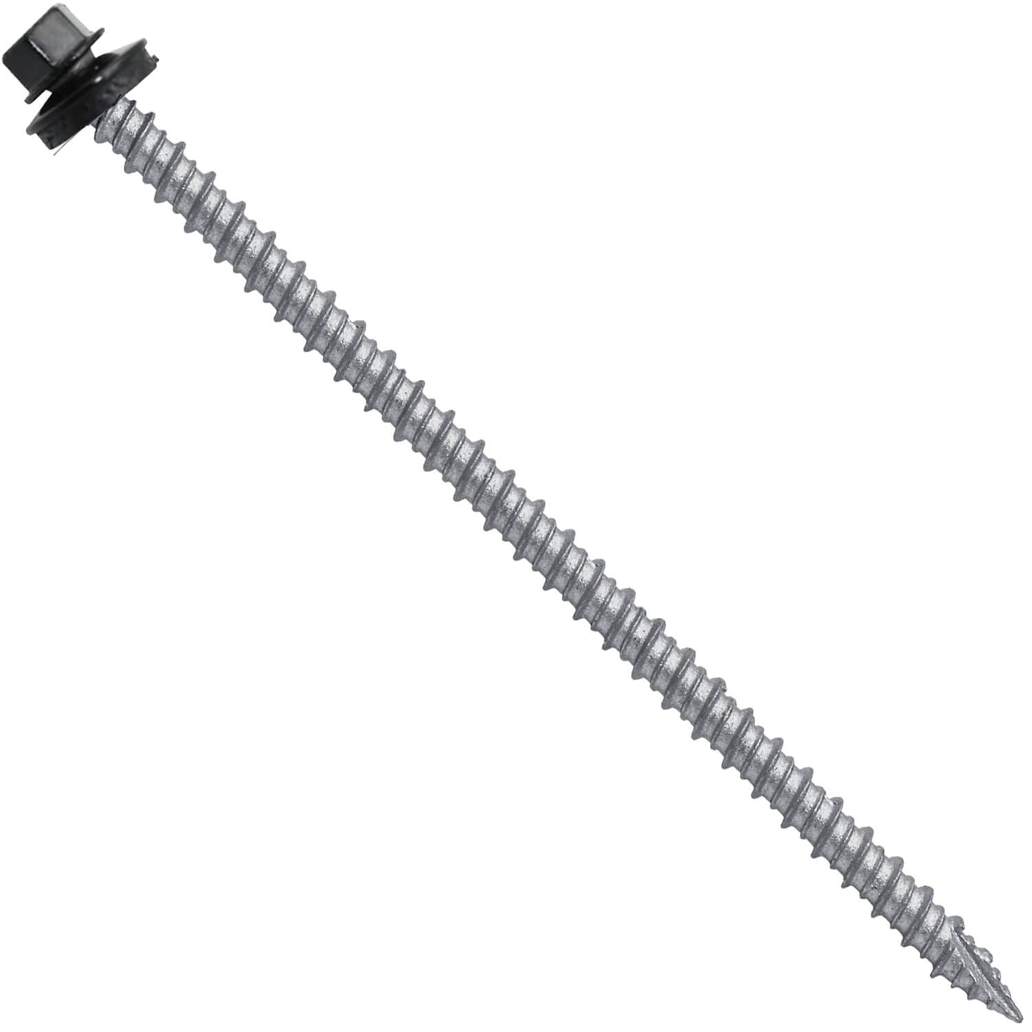 10 x 4 Black Metal Roofing Screws - Hex Washer Head- Self-Starting/Tapping - EPDM Washer. 2 X 250 Bags - 500 Screws