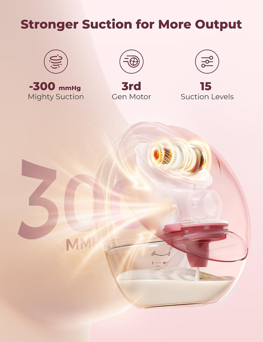 Momcozy Wearable Breast Pump, Hands Free Upgraded Mobile Flow | M9, App Discreet Control with Personalized Multi-Modes & 15 Levels, Wearable Breast Pump 24mm, 1 Pack Cozy Red