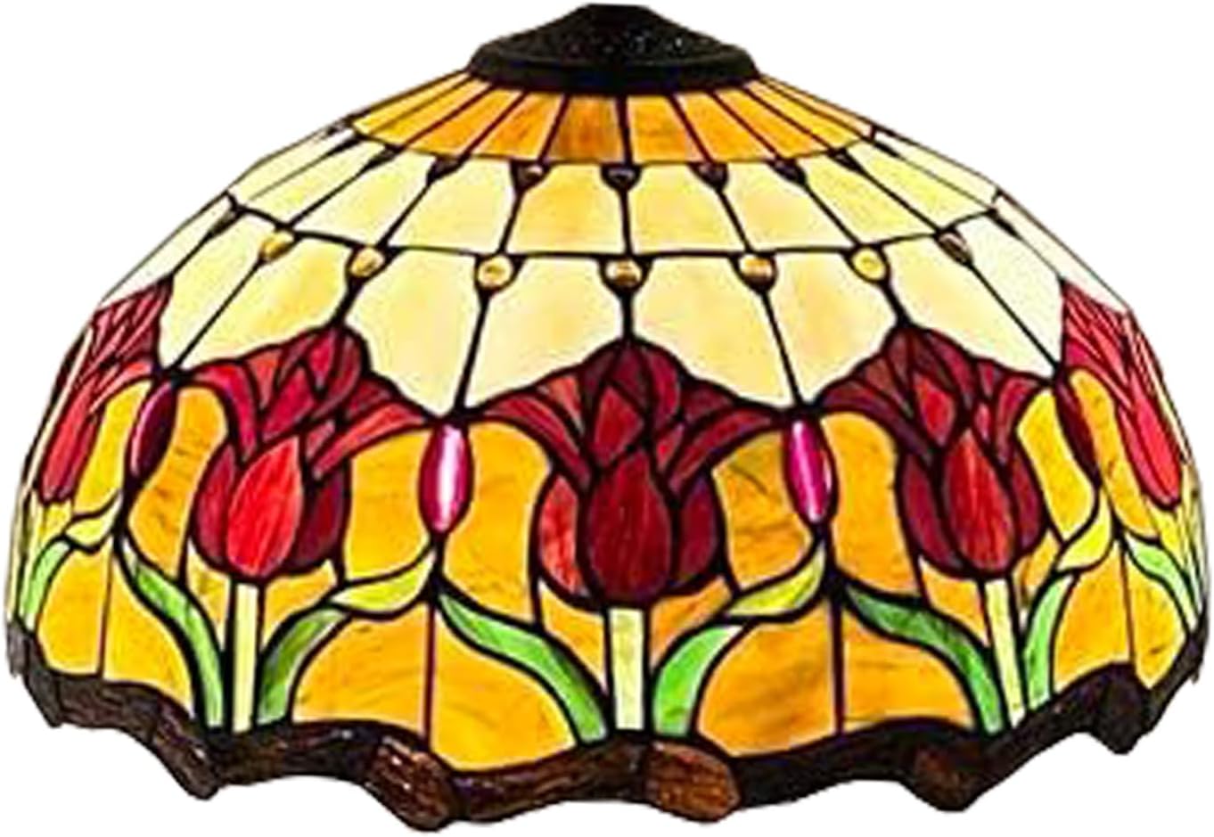 16 Inch Tulip Stained Glass Lampshades, Tiffany Replacement Lamp Shade, Only Handmade Retro Glass Shade Replacement for Table Lamp Pendant Light Floor Lamp Ceiling Fixture,Red