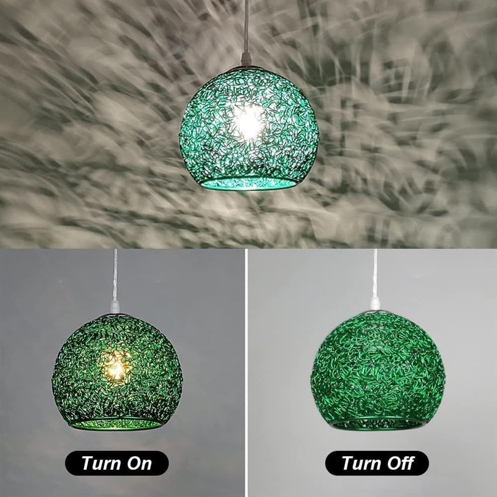 Chandelier Light for Living Room LED Chandelier Aluminum Wire Globe Lampshade Fixture Nordic Decor Hanging Light for Kitchen Island Dining Room Living Room Hallway (Green)