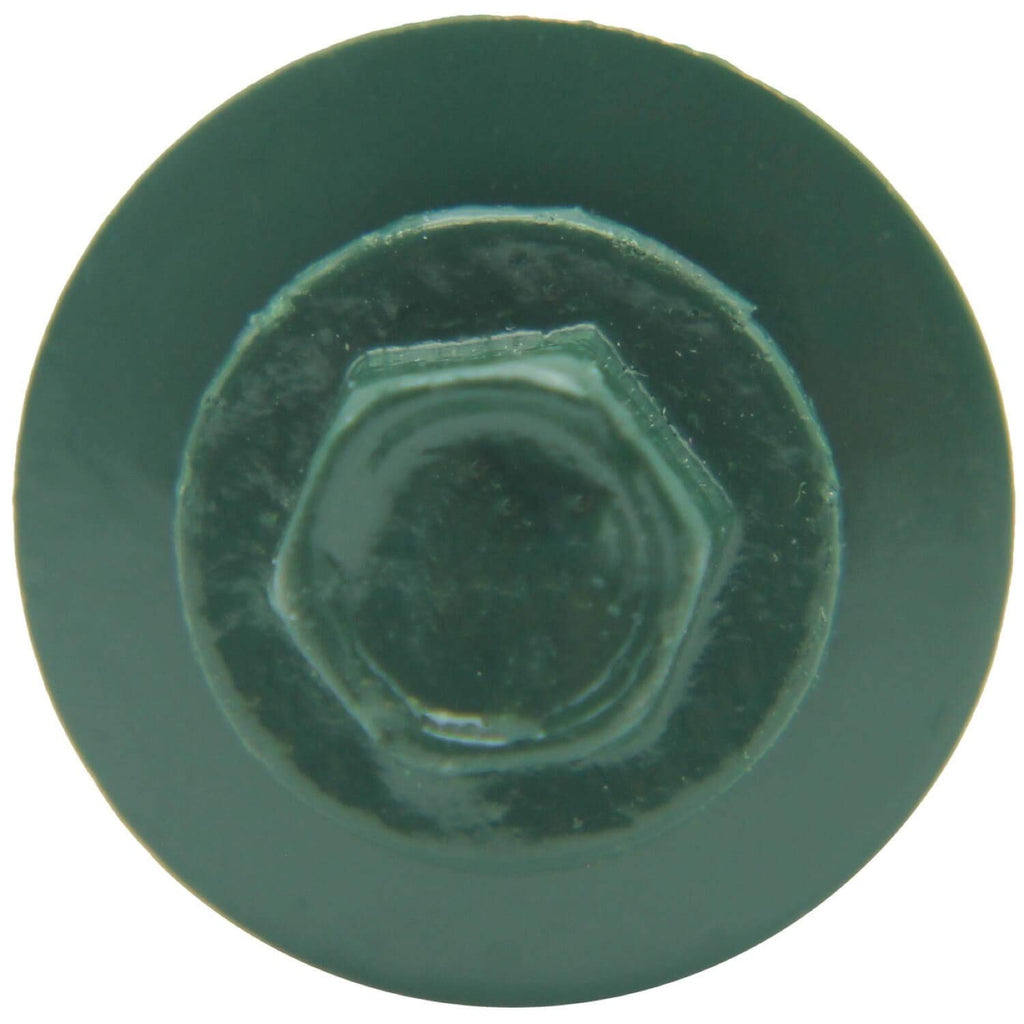 12 x 1-1/2' Ivy Green Metal Roofing Screws - Hex Washer Head- Self-Starting/Tapping - EPDM Washer. 6 X 250 Bags - 1,500 Screws