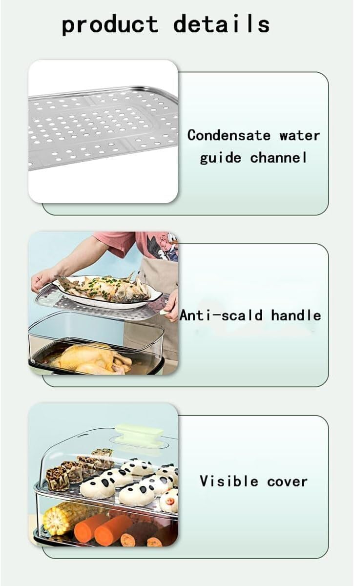 26L Food Steamer with 2-Tier Touch Display, 12-Hour Timer, 6 Cooking Modes, Removable Pot - Ideal for Meat, Dumplings, Vegetables - Healthy Meal Prep