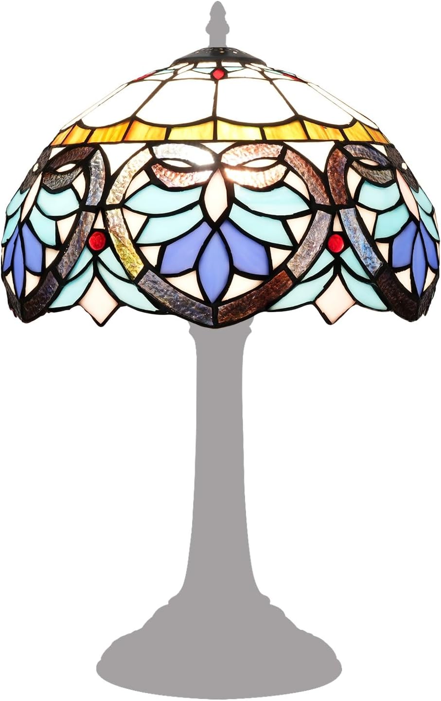 Tiffany Style Lamp Shade, 12 Inch Blue Love Heart Stained Glass Lamp Shade Replacement Pastoral Lamp Cover Accessories Fit for Table Lamp Pendant Light Ceiling Light