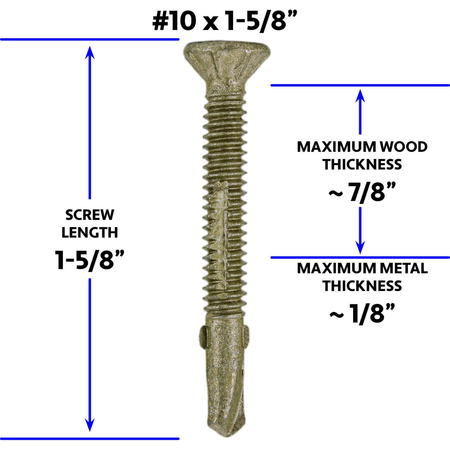 10x1-5/8 Reamer Tek Torx/Star Head Self-Drilling Wood to Metal Screws - for Flatbeds, Trailers - T-30 Torx Screw Head 5 Pound CASE 5,085 Screws