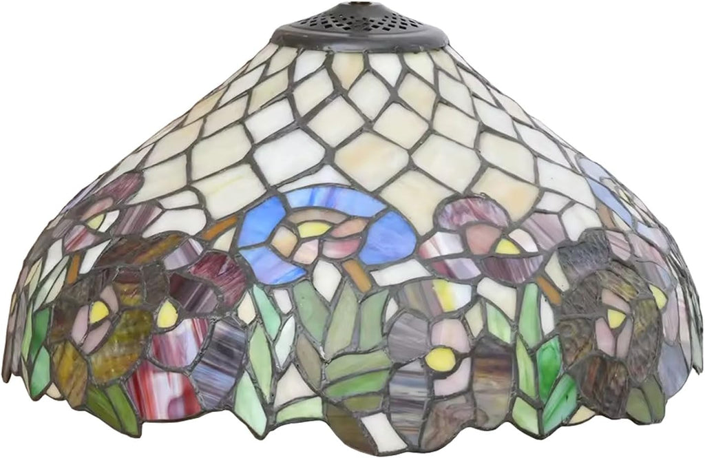 Rose Table Lamp Shade Replacement Only 16X9 Inch Tiffany Style Stained Glass Cream Amber Lampshades, Vintage Pastoral Romance Light Cover for Desk Light Floor Lamp Pendant Ceiling Lamp,A2