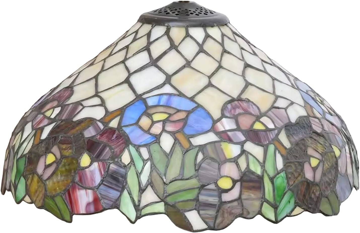 Rose Table Lamp Shade Replacement Only 16X9 Inch Tiffany Style Stained Glass Cream Amber Lampshades, Vintage Pastoral Romance Light Cover for Desk Light Floor Lamp Pendant Ceiling Lamp,A2