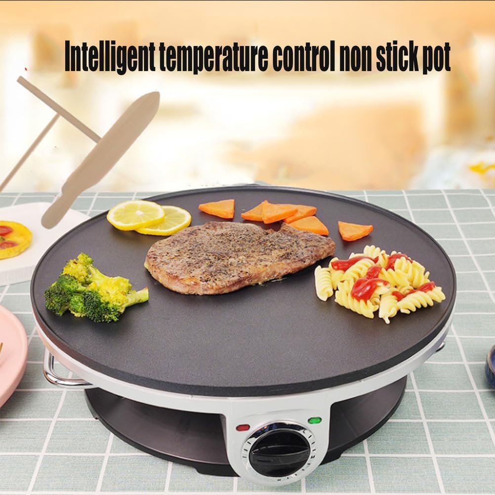 Electric Pancake Maker, Pancake Skillet with Non-Stick 32CM Pan Style Hot Plate, 3-Speed Adjustable Temperature Dial for Making Crepes Eggs Omelettes