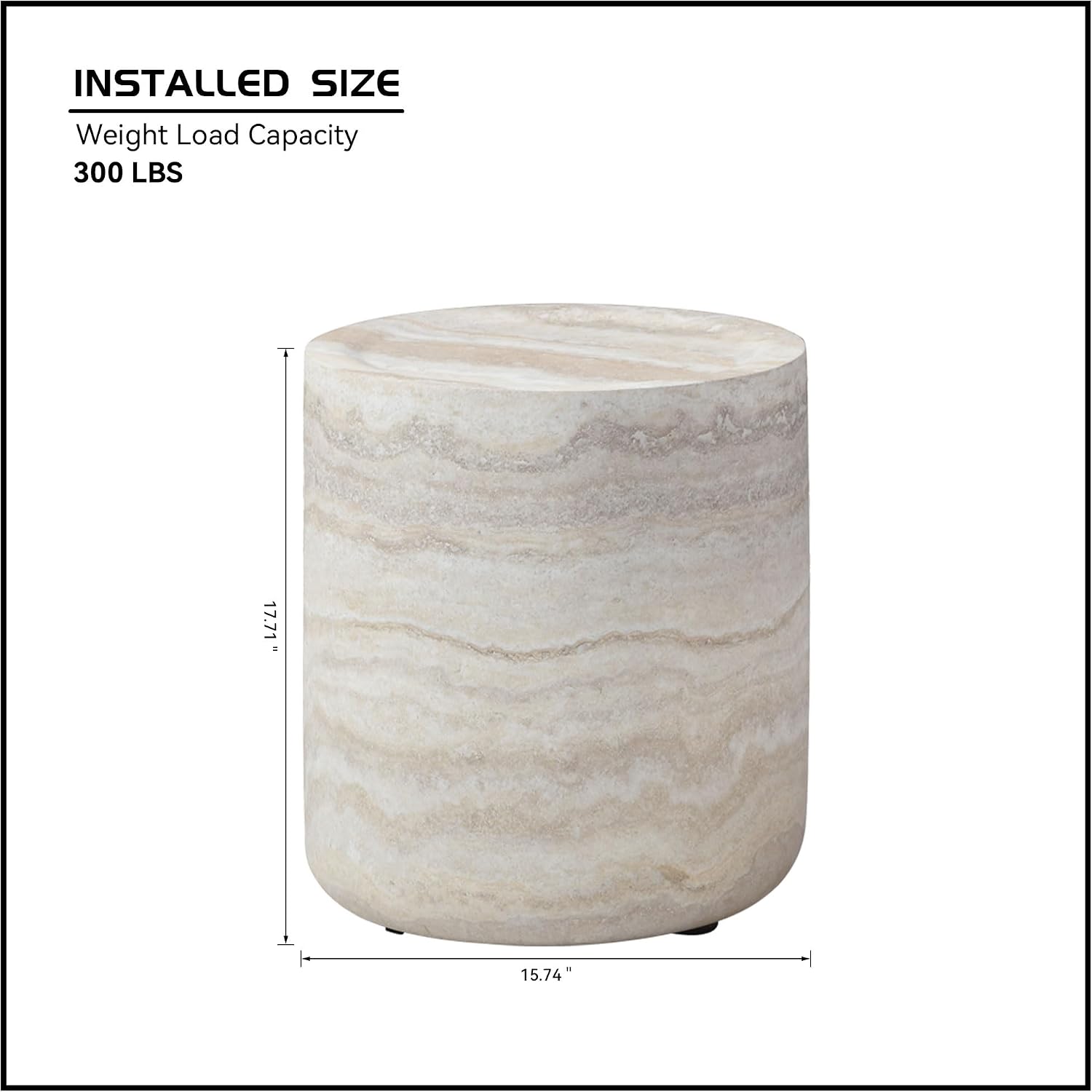 Round Side Table Small Coffee Table French Country Rustic Side Table End Table for Living Room Light Gray,No Assembly
