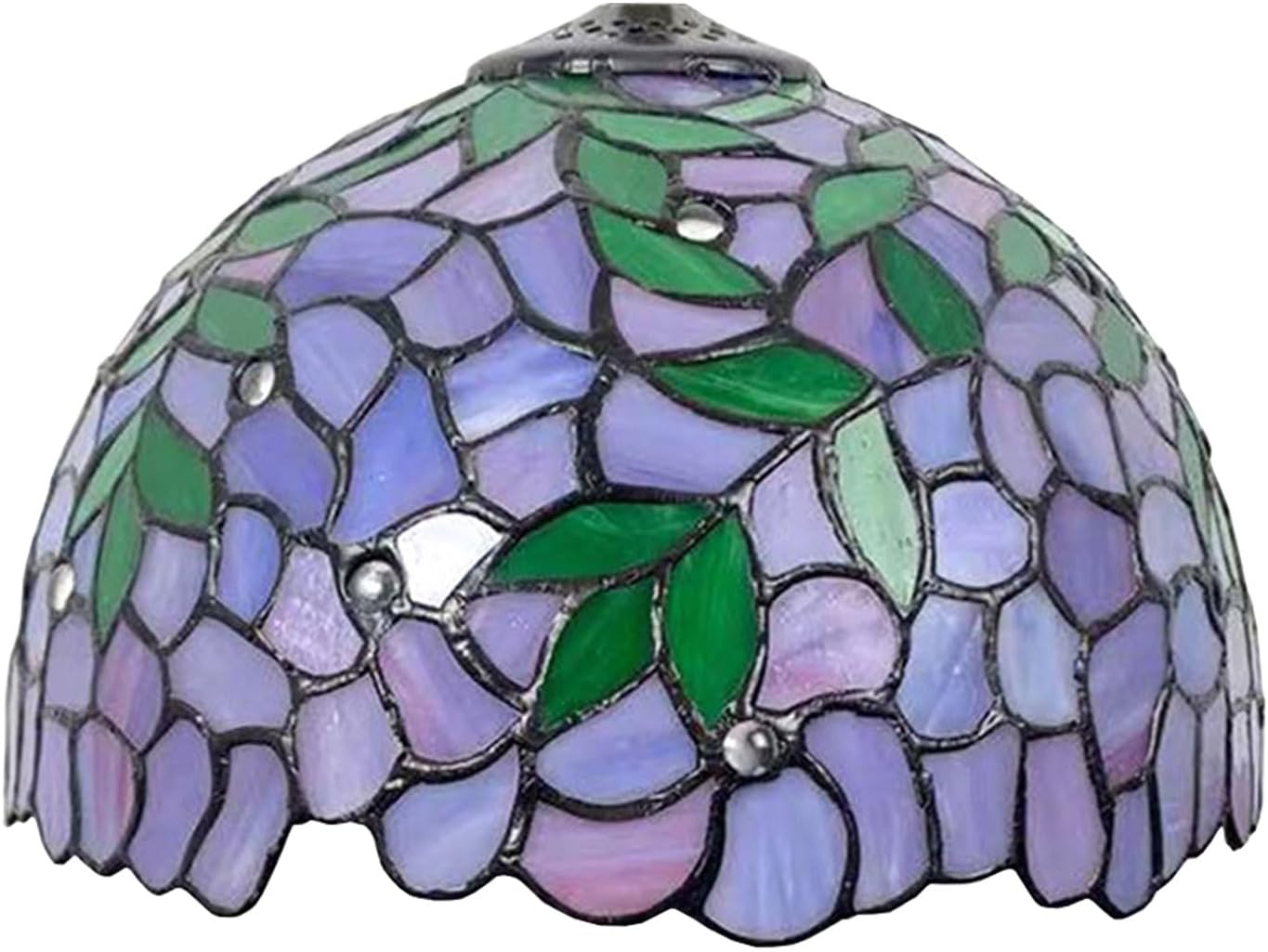 12-Inch Wisteria Lamp Shade Replacement, Tiffany Style Stained Glass Lampshades, Retro Blue Green Leaf Light Cover Accessories Only for Table lamp Pendant Lights Ceiling Light,Purple