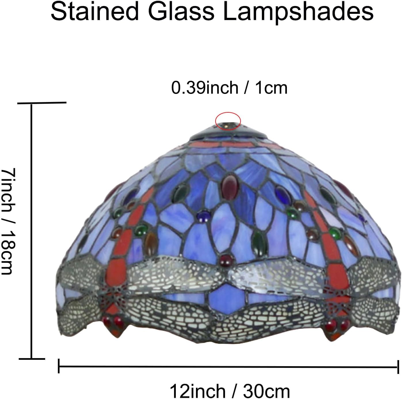 12 Inch Dragonfly Stained Glass Lamp Shade, Tiffany Style Lampshades Replacement, Handmade Vintage Lamp Cover Accessories Only for Table lamp Pendant Light Ceiling Fixture,Purple