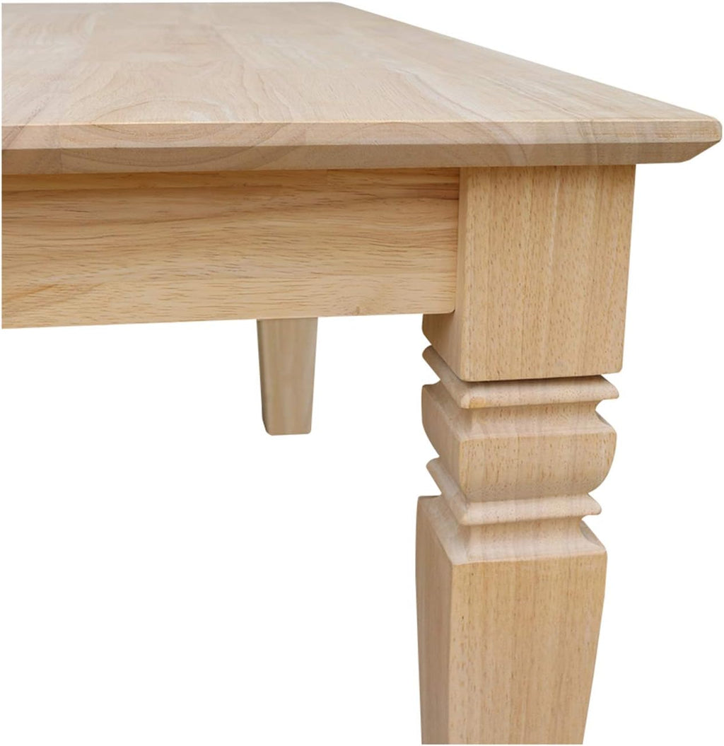 International Concepts, 18'H Java Square Coffee Table, Farmhouse, Living Room Furniture, Sturdy Solid Parawood, Paint or Stain in Any Color, Easy Assembly, Unfinished
