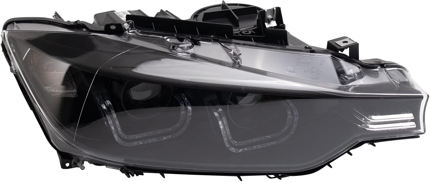TRQ Performance Driver and Passenger Side Headlight Assembly Set Black Housing Compatible with 12-13 BMW 328i Sedan 14-15 BMW 328i 12-13 335i Sedan 14-15 335i Halogen Only