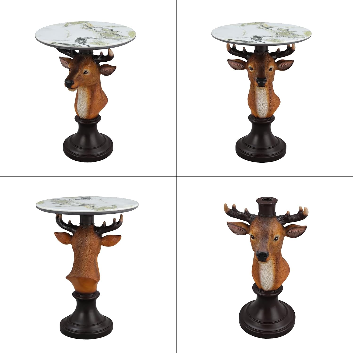 Deer Head Sculptural Accent Table for Living Room & Entryway, 19.69' D x 25.59' H, Resin Animal End Table, Waterproof Outdoor Decor, Unique Gift for Housewarming