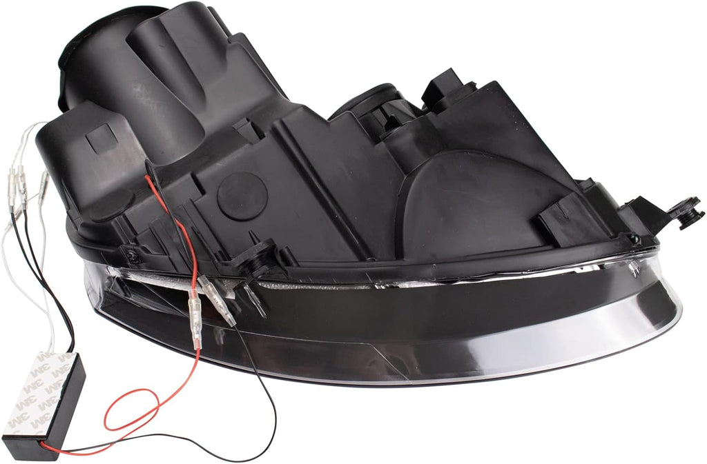 TRQ Performance Driver and Passenger Side Headlight Assembly Set Black Housing Compatible with 05-10 VW Jetta