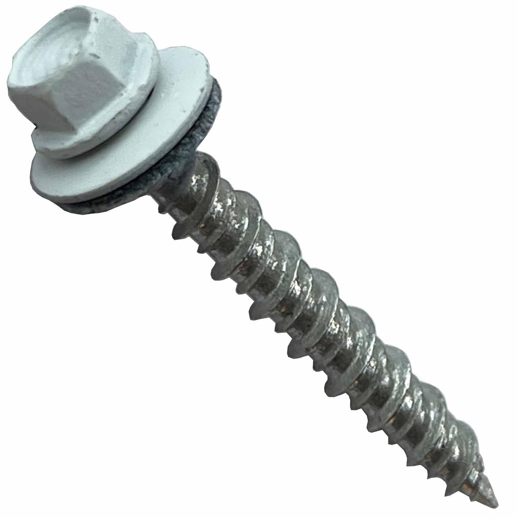 Metal Roofing Screws-#10 x 1.5' – Self Tapping Hex Head with EPDM Rubber Washer – for Metal to Wood, Corrugated Roofing, Siding, Sheds, Pancake Screw - ¼' Hex Drive Easy Installation - White