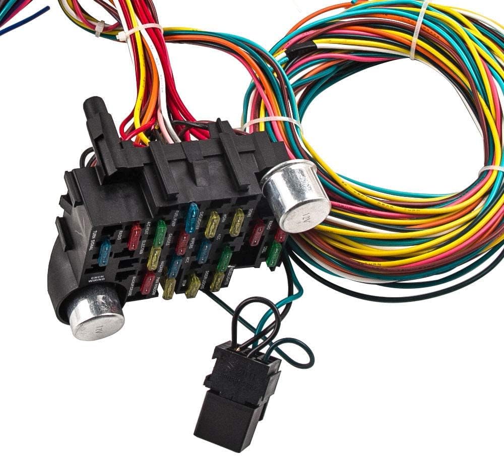 Universal Wiring Harness Kit - 21 circuit wiring harness Standard Color Wire Harness Kit Replacment for Chevy Mopar Hotrods Ratrods Ford Chrysler Universal Automotive Wiring
