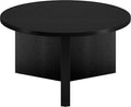 Henn&Hart 32' Round Wood Pedestal Coffee Table for Living Room, Family Room, Office, or Apartment, Natural Black