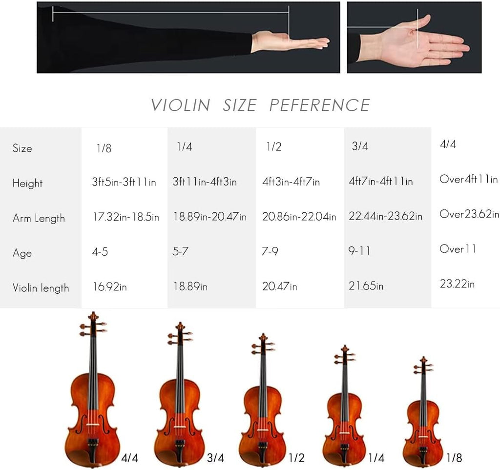 CHRISTINA Muse Full Size Violin Spruce Wood Fiddle Kit with Case,Bow, Additional String 1/8 Violin for Beginners Kid Adults