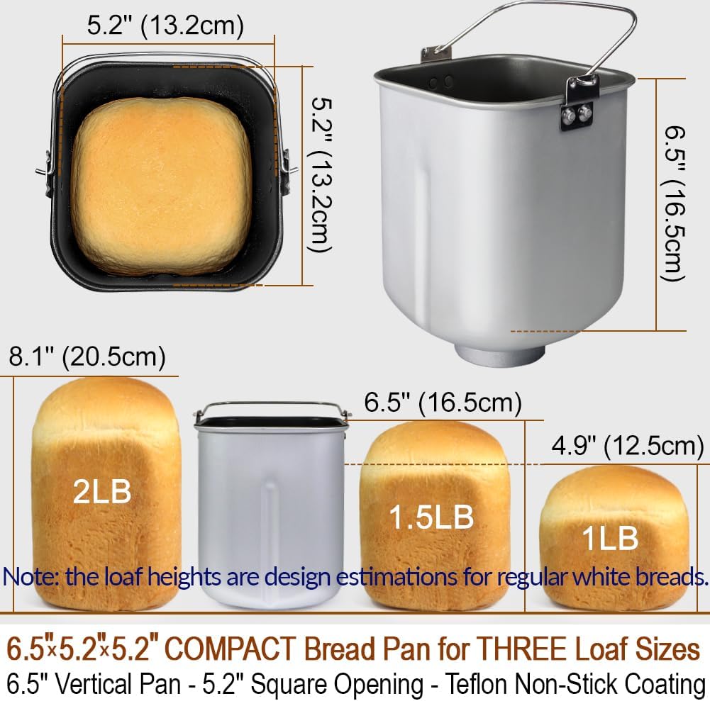 KITCHENARM 29-in-1 SMART Bread Machine with Gluten Free Setting 2LB 1.5LB 1LB Bread Maker Machine with Homemade Cycle - Stainless Steel Breadmaker with Recipes Whole Wheat Bread Making Machine