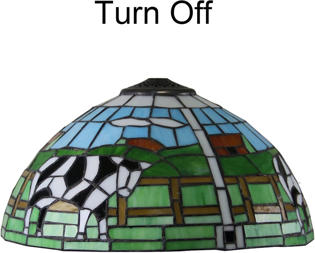 16 Inch Stained Glass Cow Lamp Shade Replacement Only Tiffany Handmade Lampshade Christmas Home Decor Blue Green Design Vintage Light Cover for Table Lamp Pendant Light Floor Lamp Ceiling