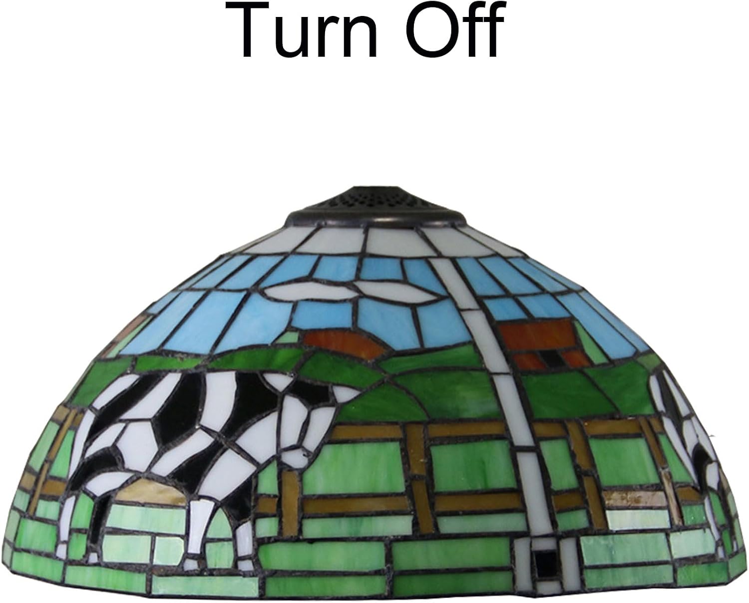 16 Inch Stained Glass Cow Lamp Shade Replacement Only Tiffany Handmade Lampshade Christmas Home Decor Blue Green Design Vintage Light Cover for Table Lamp Pendant Light Floor Lamp Ceiling