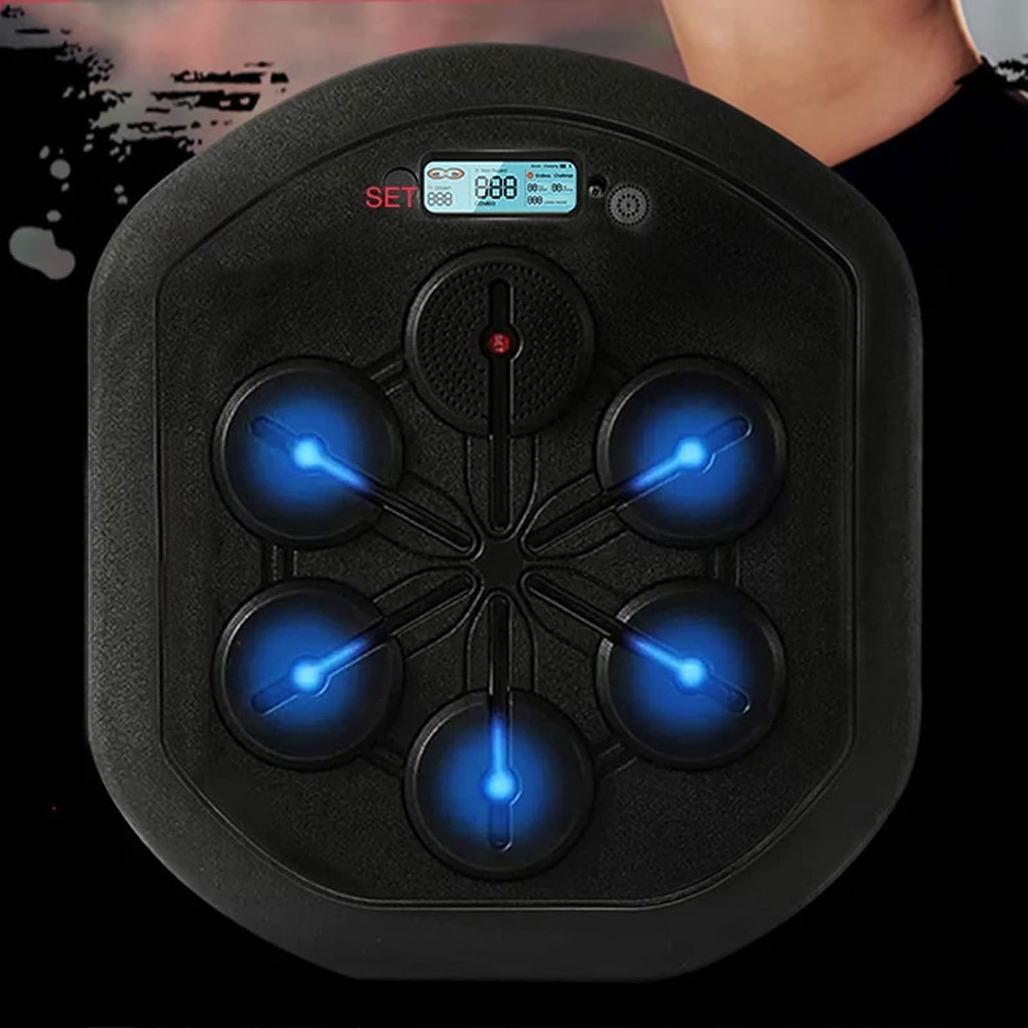 Music Boxing Machine, Smart Digital Boxing Wall Mounted with Music Light Speed Hand Eye Reaction and Coordination Boxing Equipment,for Kids and Adults Stress Release