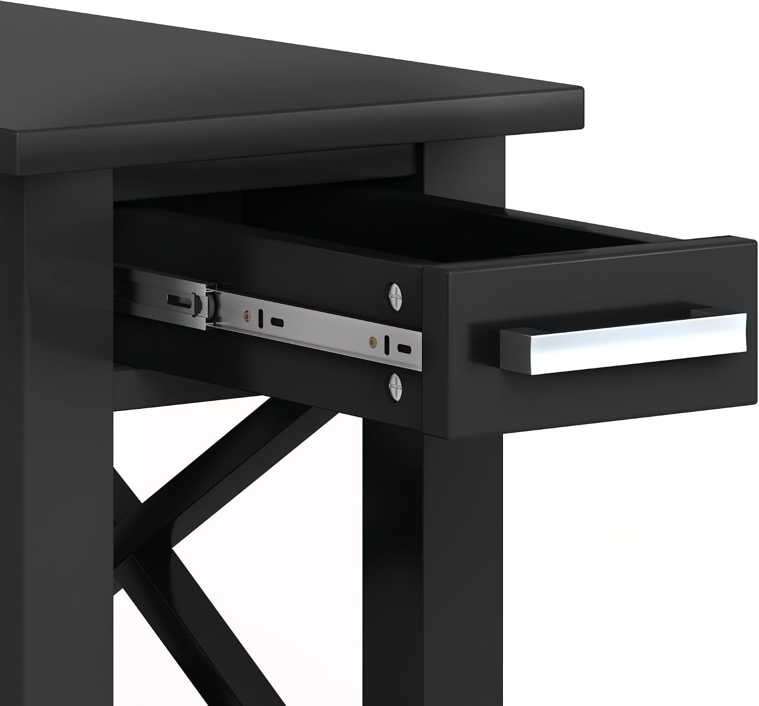 SIMPLIHOME Kitchener End Table - 14 inch Wide Solid Wood Rectangular Narrow Accent Table with Drawer and Open Shelf in Black, Contemporary Nightstand with X-Design for Living Room or Bedroom