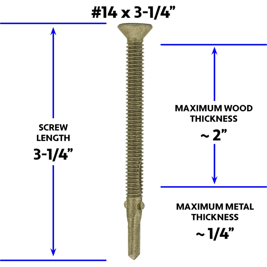 Jake Sales #14x3-1/4 Reamer Tek Torx/Star Head Self-Drilling Wood to Metal Screws - for Flatbeds, Trailers or Fastening Wood to Steel - T-30 Torx Screw Head (Full Box - 1000 Screw Count)