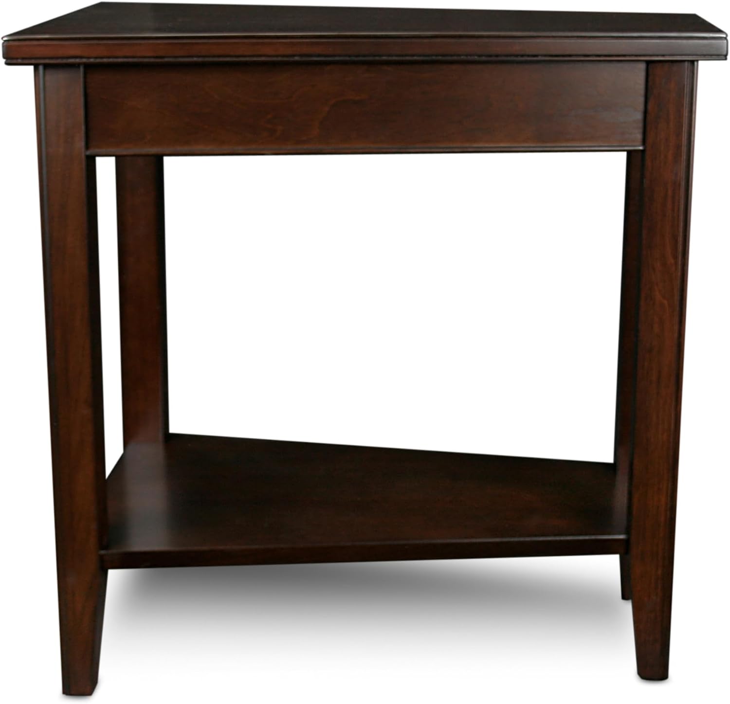 Laurent Solid Wood Recliner Wedge End Side Table with Shelf, Chocolate Cherry Brown, Perfect for Living Rooms, Bedrooms, and Small Spaces – Leick Home, 10502