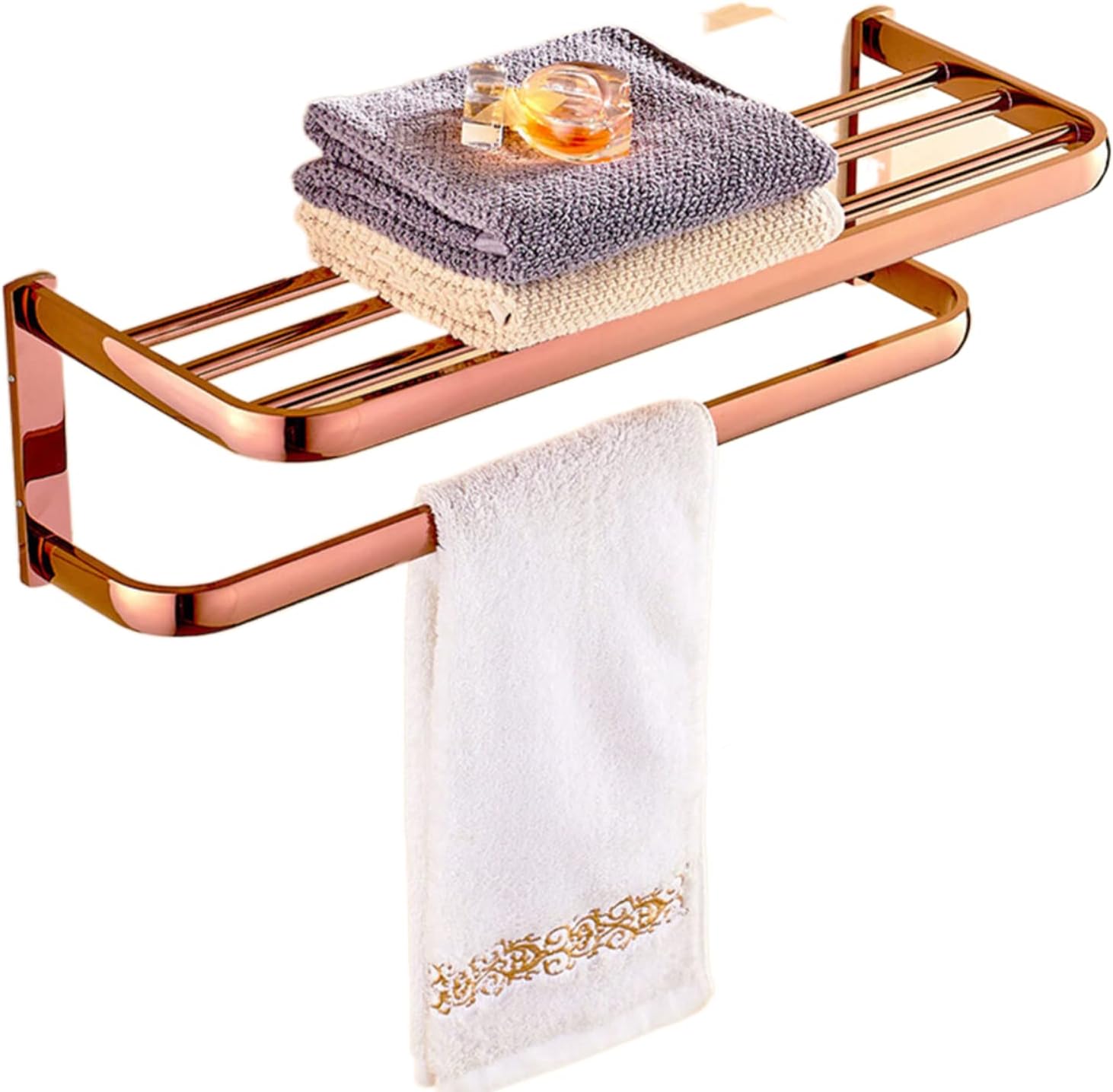 Bathroom Accessories Set,Towel Rack Set,Rose Gold Brass Bath Towel Rack Set Bathroom Towel Rack Toilet Wall Hanging Bathroom Pendant Towel Stand Bathroom Hardware,Bath Towel Rack