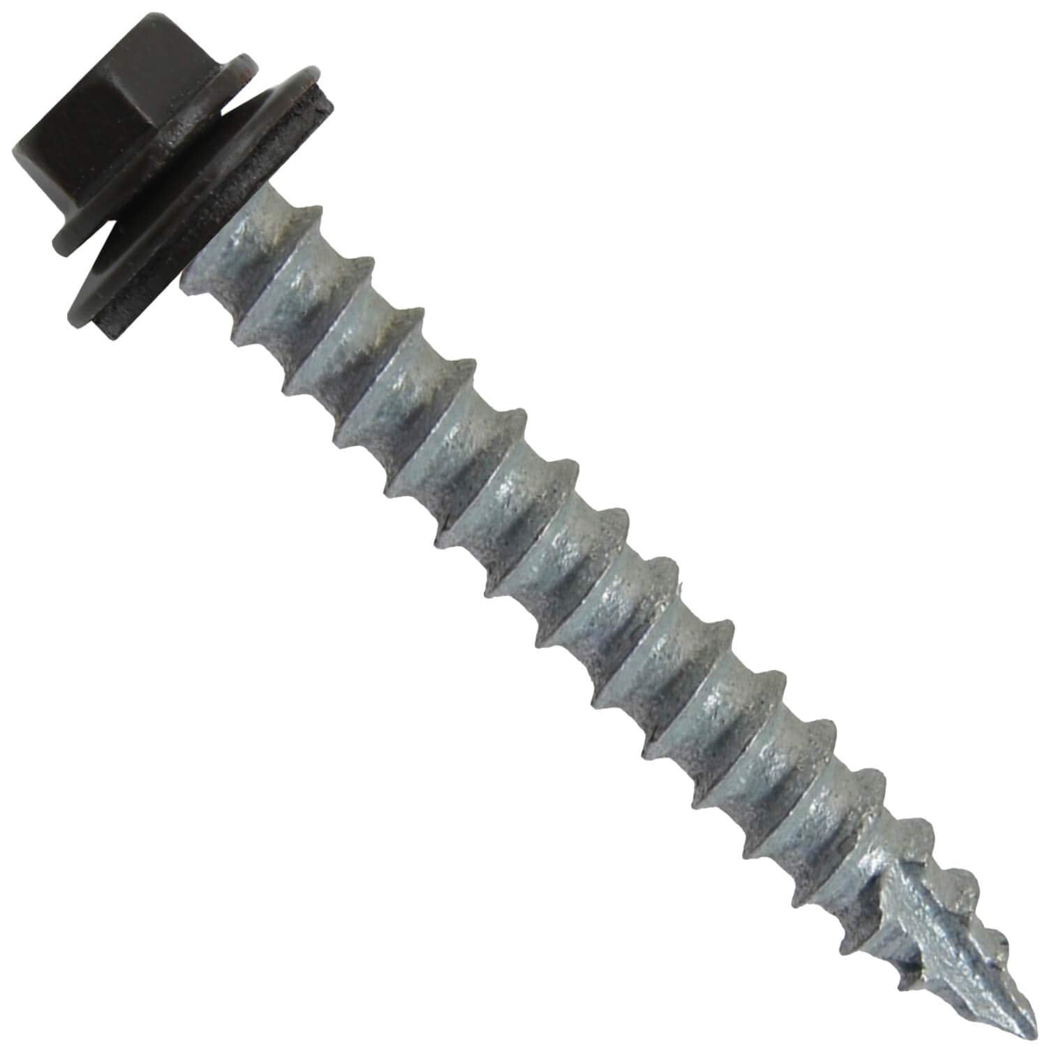 #14 Metal Roofing Screws (500) Screws x 2' Dark Bronze Hex Head Sheet Metal Roof Screw. Self Starting/Tapping Metal to woodsheet Metal siding Screws with EPDM Washer. for Corrugated Roofing