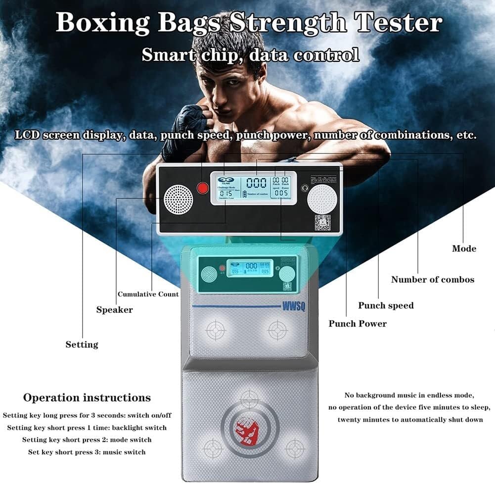 Wall Mounted Boxing Machine, Music Boxing Training Punching Target Striking Hitting Target Boxing Mat with Punch Force Tester (B)