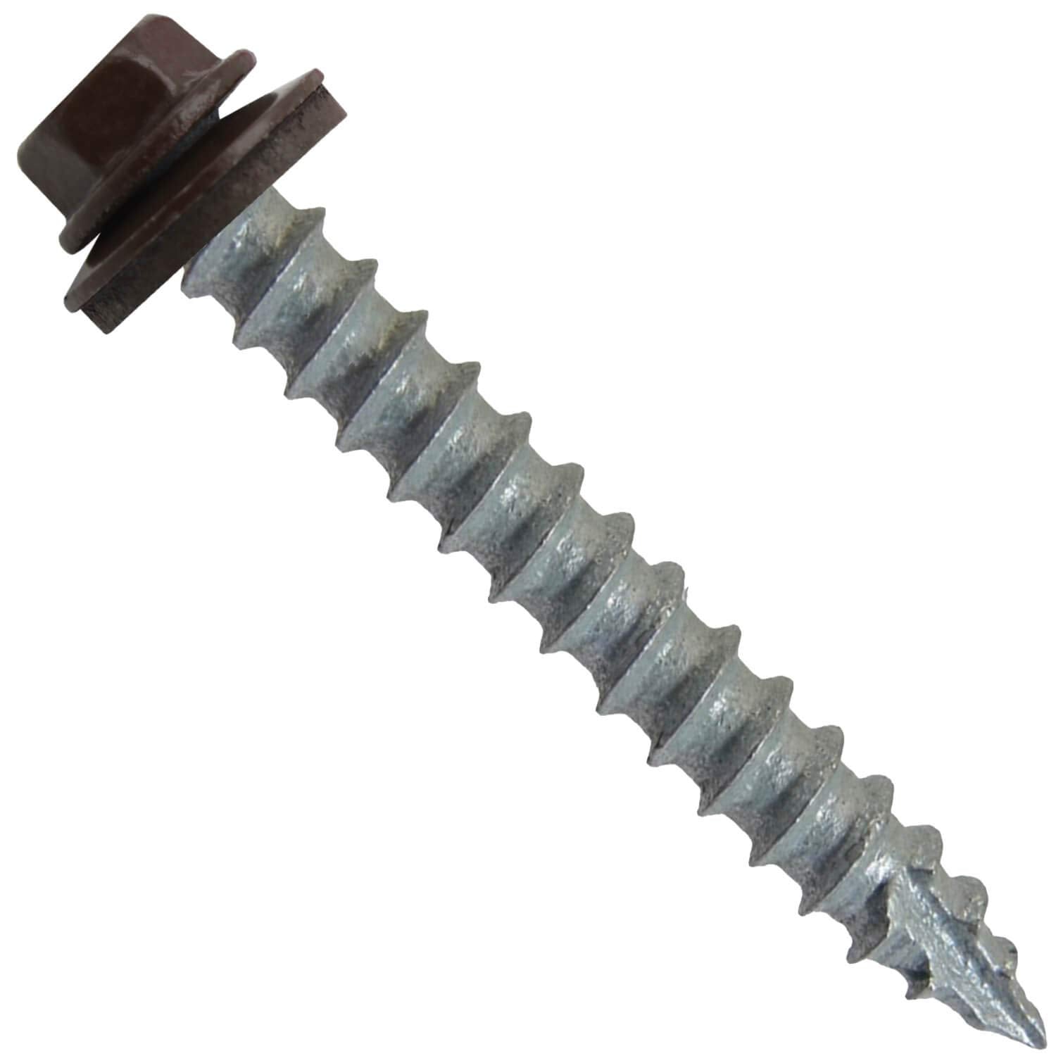 #14 Metal Roofing Screws (500) Screws x 2' Mansard Brown Hex Head Sheet Metal Roof Screw. Self Starting/Tapping Metal to Wood Sheet Metal siding Screws - EPDM Washer. for Corrugated Roofing