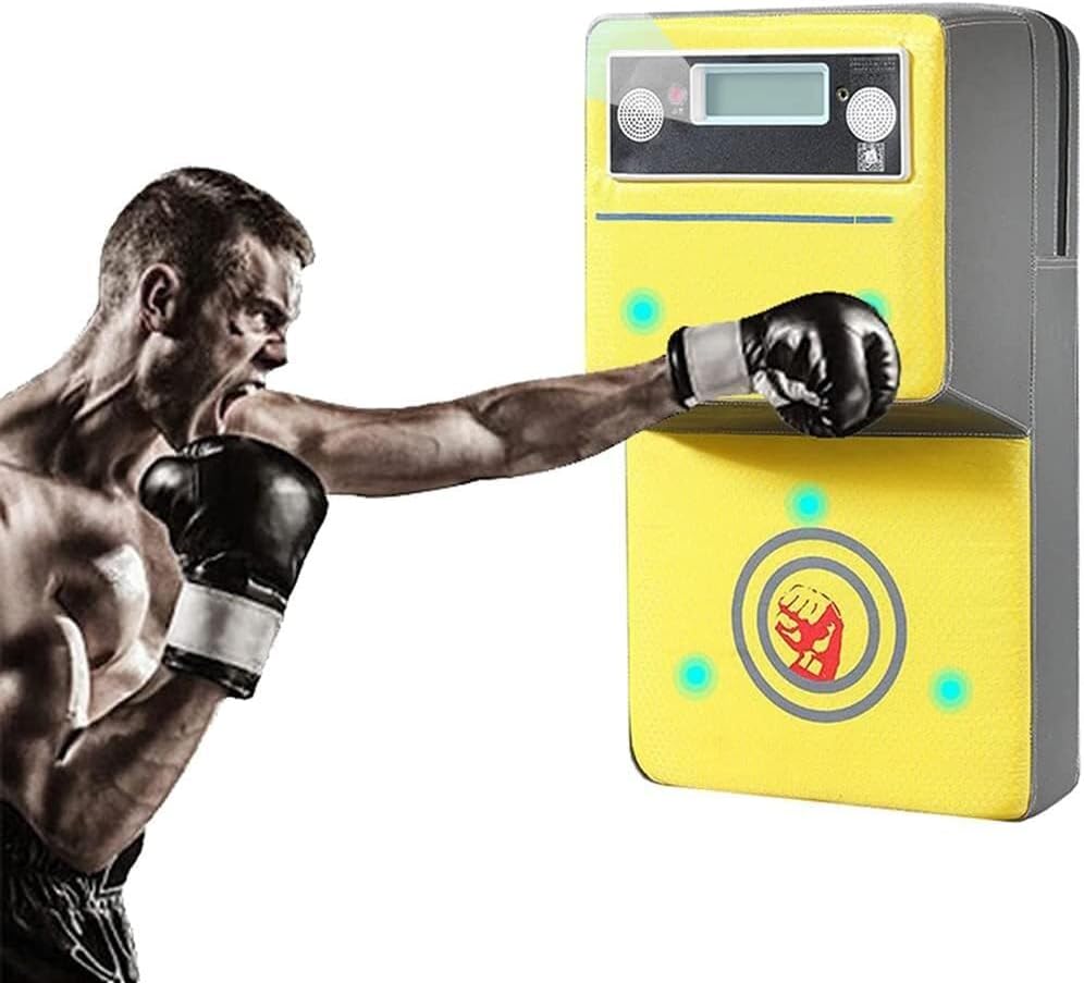 Wall Mounted Boxing Machine, Music Boxing Training Punching Target Striking Hitting Target Boxing Mat with Punch Force Tester (A)