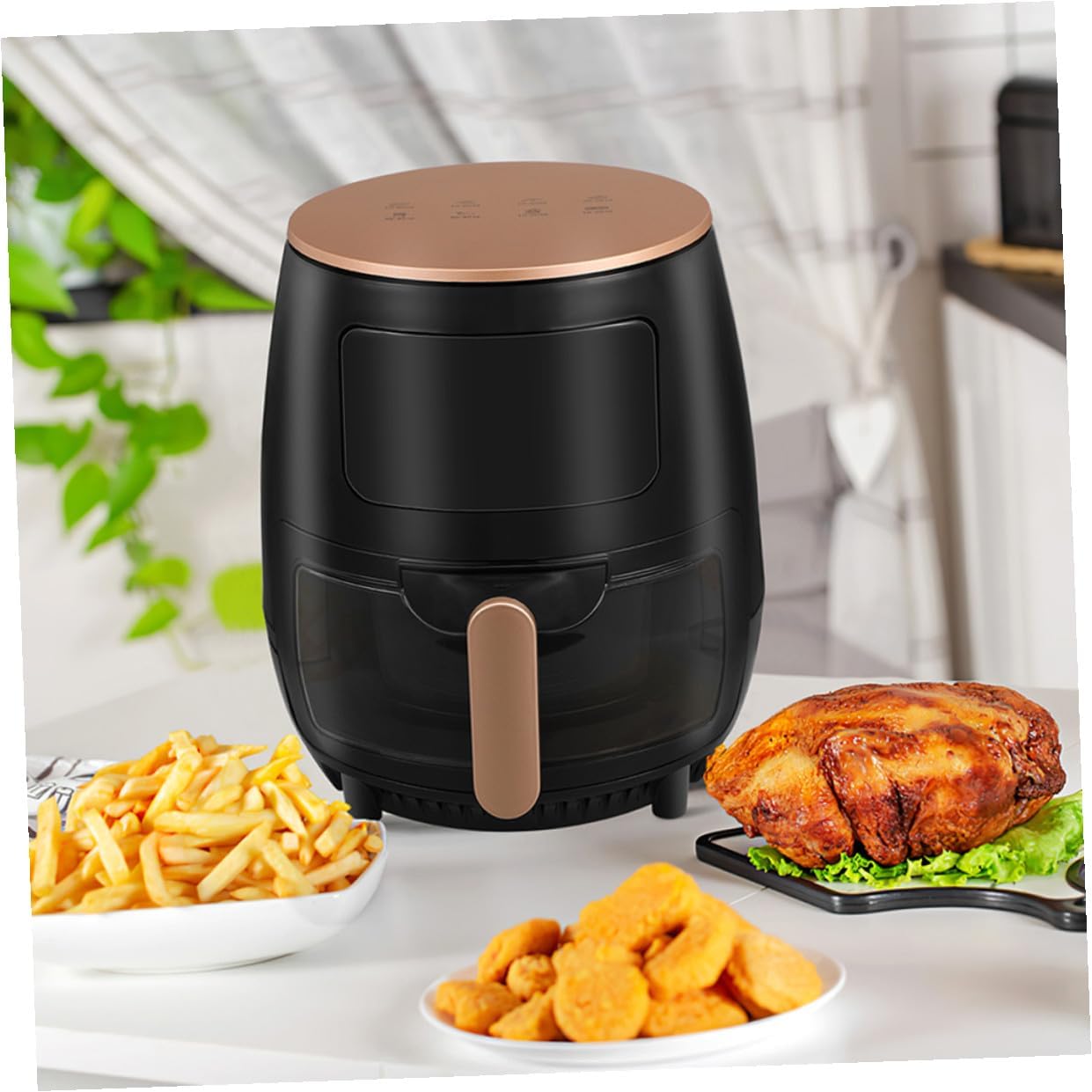 Large Capacity Electric Hot Air Fryer Oven for Healthy Cooking Multi-functional with Overheat Protection Monitoring Automatic Power-off Stylish Black Design for Home and Family Use